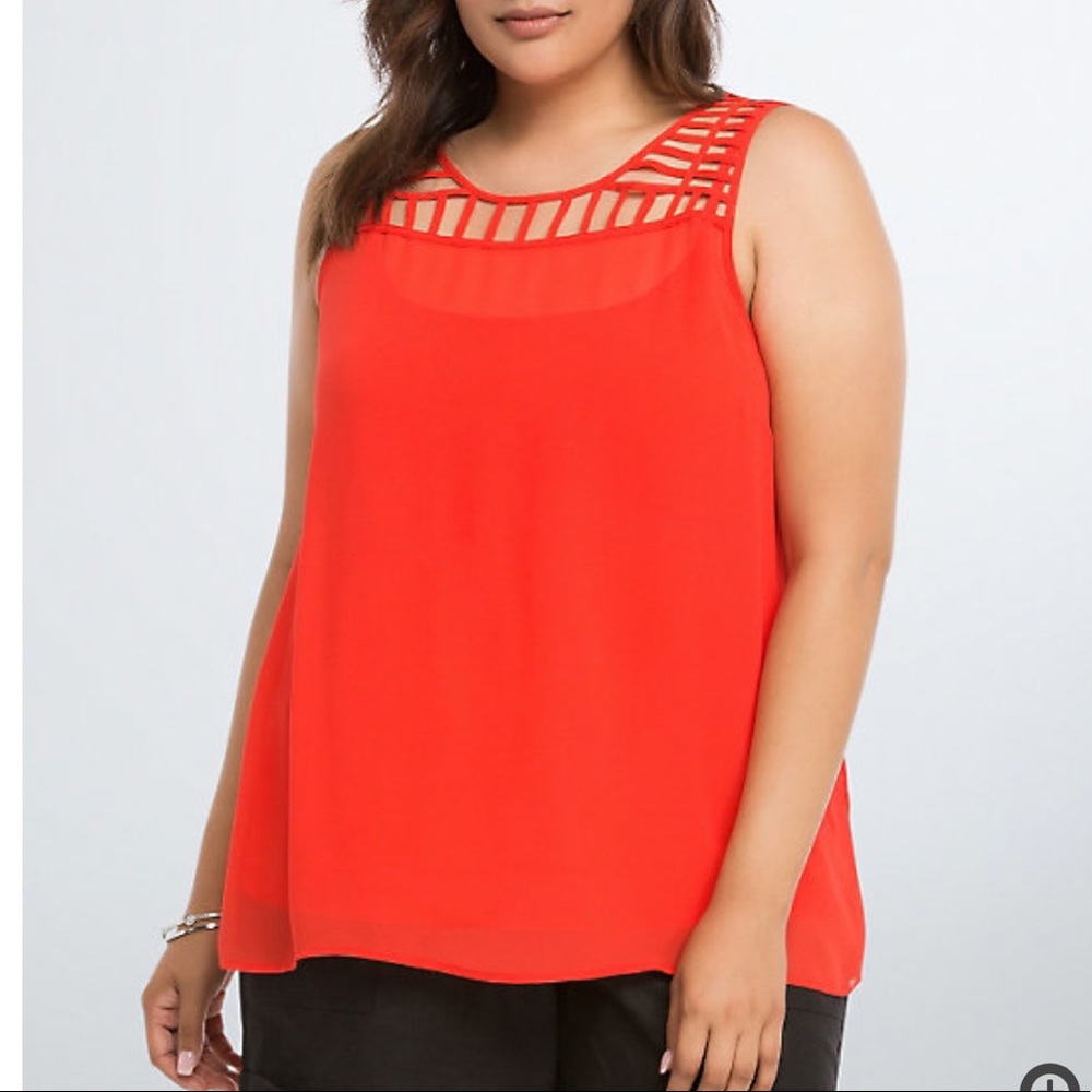 TORRID CHIFFON CAGE TANK TOP